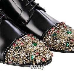 DOLCE & GABBANA RUNWAY Crystals Jeweled Metal Derby Shoes POSITANO Black 09093