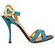 Dolce & Gabbana Shiny Heels Sandals With Crystals Heart Buckle Azure Blue 09046