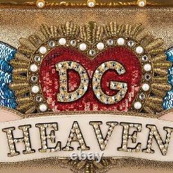 DOLCE & GABBANA Shoulder Bag SICILY DG Heaven Heart Wings Embroidery Gold 09786