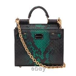 DOLCE & GABBANA Snake Leather Crossbody Bag SICILY 62 Micro Green Black 11630