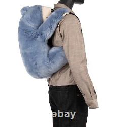 DOLCE & GABBANA Unisex Faux Fur Plush Bear Toy Backpack Bag Blue White 11415