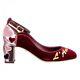 Dolce & Gabbana Velvet Ankle Strap Hearts Pumps Vally L'amore Red Pink 09031