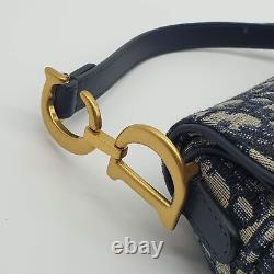 Dior Mini Saddle Oblique Jacquard Bag Navy/Beige NEW