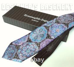 ERMENEGILDO ZEGNA Limited Edition QUINDICI black MEDALLION silk Tie in BOX Auth