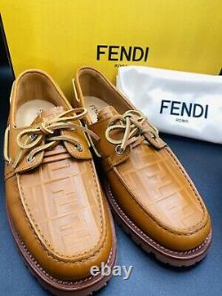 Fendi Men's FF Embossed Boat Shoes Limited Edition SIZE US 12 NWB AUTHENTIC