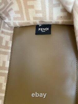 Fendi Sunshine Shopper Bag Large Women Gray Flannel and Leather