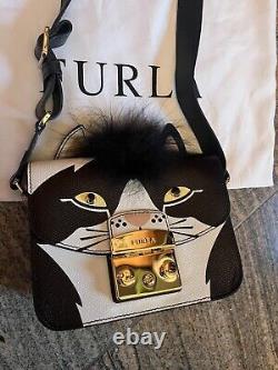 Furla Metropolis Jungle Cat Mini black Crossbody bag RARE limited edition