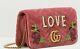 Gucci Marmont Love Limited Edition Pink Velvet Beaded Bag On Chain Bnwt