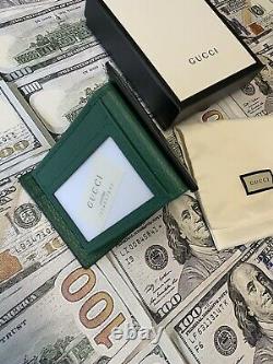 GUCCI Mens Wallet Black And Green With ID Slot Window Limited Edition
