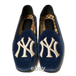 GUCCI x NY Yankees Mens Limited Edition Velvet Logo Slip On Loafers 6 MSRP $890