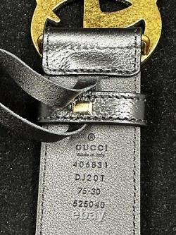 Gucci 2015 Re-Edition Wide Leather Belt Gold Brass Double GG