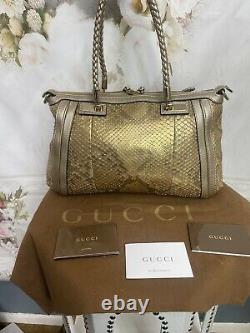 Gucci Bella Gold Python Covertable Tote Brand New Stunning Msrp $3320 Unique