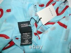 Gucci Ghost Blue Red GG Modal Silk Scarf Shawl Limited Edition Box 449009 $495