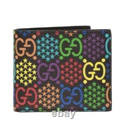 Gucci Mens GG Psychedelic Print Black Leather Limited Edition Bifold Wallet NWB