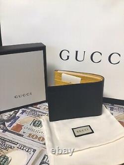Gucci Mens Wallet Yellow And Black With ID Window Brand New-limited Edition