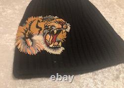 Gucci Midnight Blue Tiger Appliqué Wool Beanie Hat Size M Limited Edition