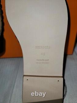 HERMES ORAN SANDAL CALFSKIN Leather Limited Edition Black Size 40 Eu/ 10US NEW