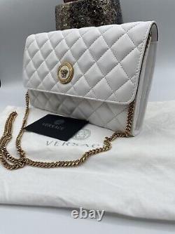 HOT! BNWT Versace Medusa Leather Wallet On A Chain Shoulder Bag Crossbody Clutch
