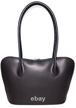 Handmade In Italy Genuine Smooth Leather Shoulder Bag Handbag Purse Black