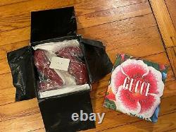IN BOX Gucci Wine Red Fall Winter 2021 Limited Edition Loafer 1/2 Platforms
