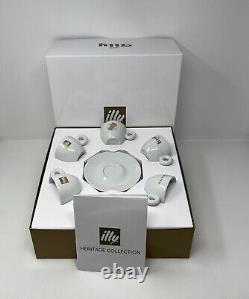 Illy Espresso Cups & Saucers Limited Edition Heritage Collection New in Open Box