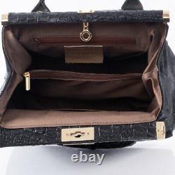 Italian BLACK crocodile & suede embossed leather handbag SMALLER VERSION