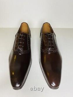 Italian Men Leather Dress Shoes Brown Color Siz 44