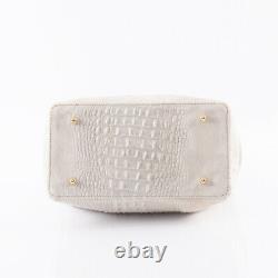Italian beige crocodile & suede embossed leather satchel handbag, SMALL VERSION