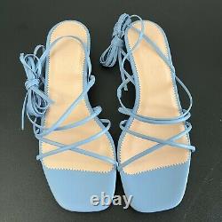 J. Crew Blue Ankle Wrap Strappy Leather Sandals Womens Size 8