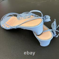 J. Crew Blue Ankle Wrap Strappy Leather Sandals Womens Size 8