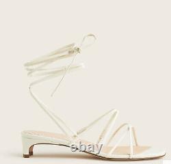 J. Crew ivory Ankle Wrap Strappy Leather Sandals Womens Size 11