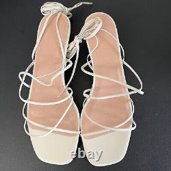 J. Crew ivory Ankle Wrap Strappy Leather Sandals Womens Size 11