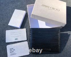 JIMMY CHOO Mark Striped Black Bifold Patent Leather Wallet LIMITED EDITION