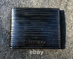 JIMMY CHOO Mark Striped Black Bifold Patent Leather Wallet LIMITED EDITION