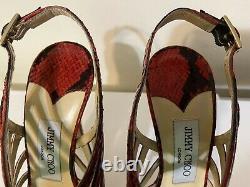 Jimmy Choo 37 python printed high heels stiletto glam sandals original $1195.00