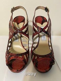 Jimmy Choo 37 python printed high heels stiletto glam sandals original $1195.00