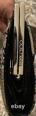 Jimmy Choo Camille Lace On Leather Black Evening Clutch $1075 Retail! NWT & Auth