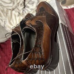 Jo Ghost l Italian Brown Croco/Lazer Print Lace Up Shoes