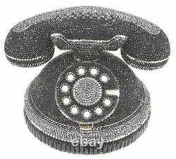Judith Leiber Evening Bag Dial Ringaling ROTARY Phone Clutch Black NEW