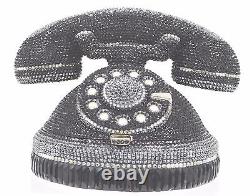 Judith Leiber Evening Bag Dial Ringaling ROTARY Phone Clutch Black NEW
