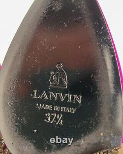 LANVIN. Platform Pump Heel Fuchsia Silk/Satin with Swarovski CRYSTAL SOLE