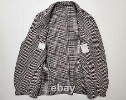 LBM 1911 Italy 44R (54R) Brown Blue Houndstooth Plaid Men's Sport Coat NWT $995