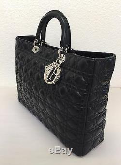 Lady Dior XLarge Lambskin Shopper Tote Bag 100% Authentic Rare Limited Edition