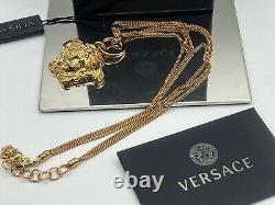Limited Edition! NEW VERSACE La Medusa Necklace Medusa Charm Gold Plated Chain