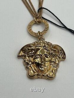 Limited Edition! NEW VERSACE La Medusa Necklace Medusa Charm Gold Plated Chain