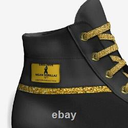 Limited edition shoes, Black & Gold, Leather with Gold lace