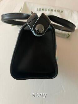 Longchamp Heritage Luxe Small Handbag Special Edition Blue striped Gunmetal
