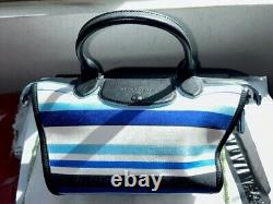 Longchamp Heritage Luxe Small Handbag Special Edition Blue striped Gunmetal