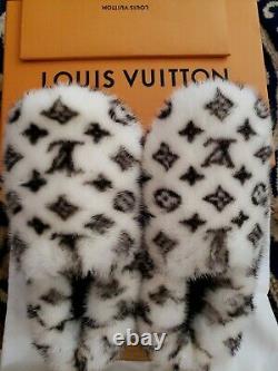 Louis Vuitton Sleeper MINK FUR Flats White & Black 40 Size, New Limited Edition