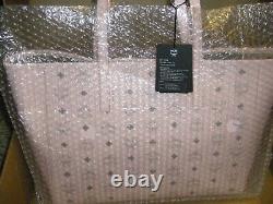 MCM Classic Leather Shopper Tote Bag Powder Pink Black Logo Italy New Sealed